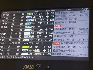 大韓航空機炎上の影響で欠航が続出